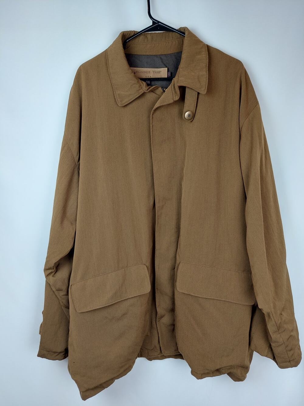 McKenzie Tribe Casual Overcoat Vintage Men's Cotton Wool Jacket Olive Green L